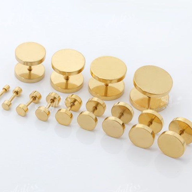 1 Pair Earrings Dot Studs Stainless Steel Circle Disc Ear Piercing Set Men Women