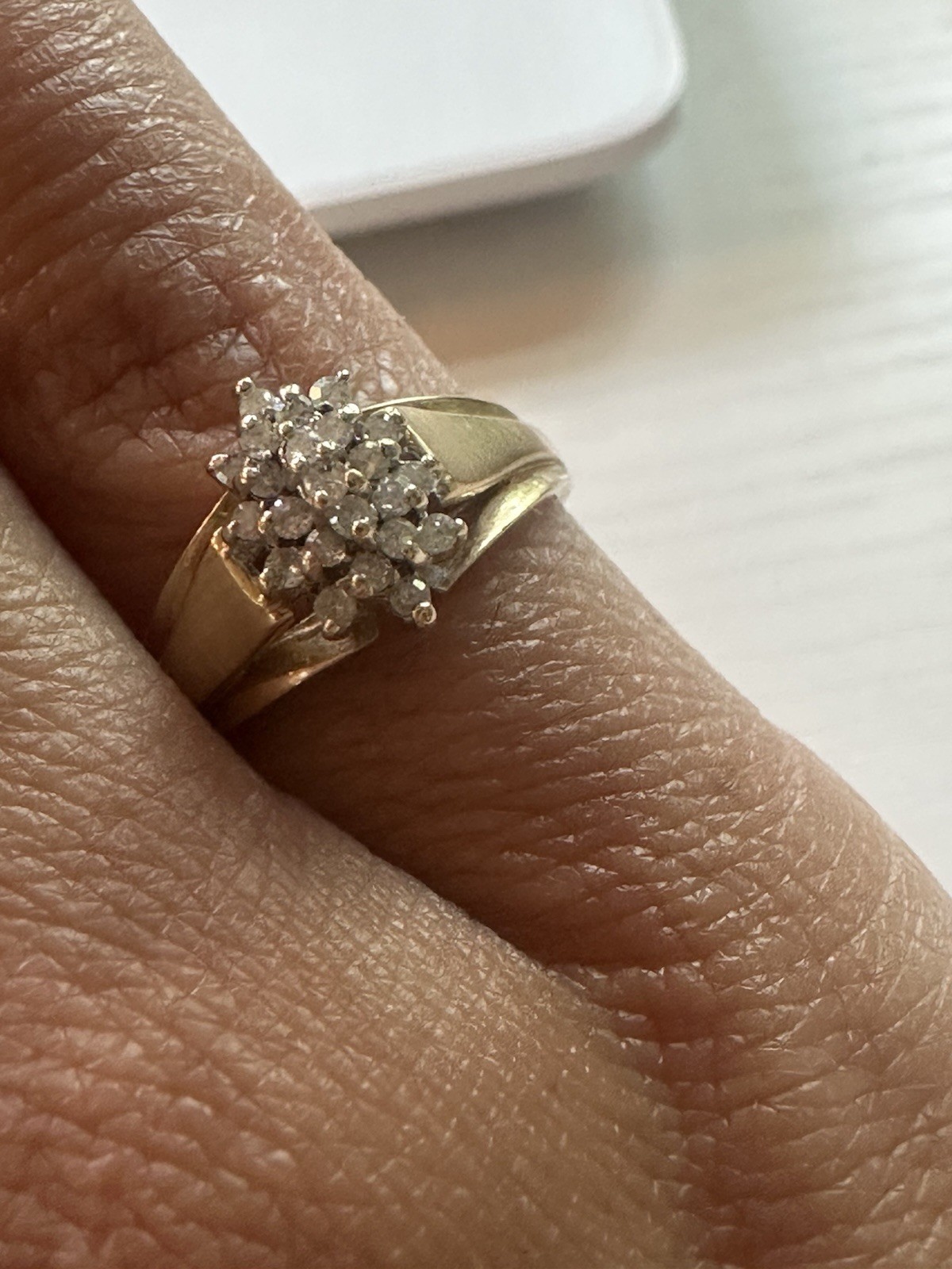 10K Yellow Gold Diamond ClusterCocktail Ring Marquise Style 2grams