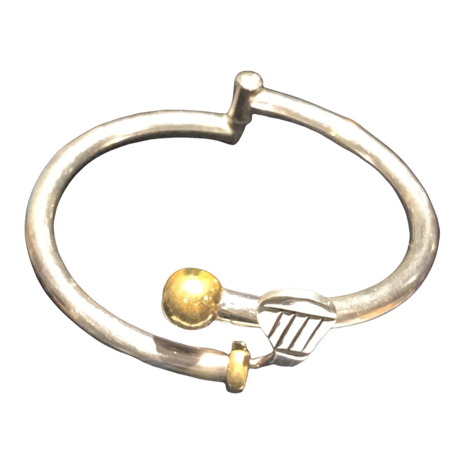 925 Sterling Silver Hinged Bangle Bracelet Golf Club 7.5” Unique 28.5 Grams