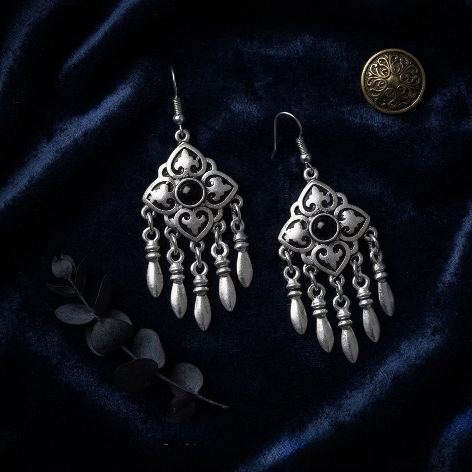 Silver Tone Metal Dangle Drop Hook Earrings for Lobe Pierced Ears
