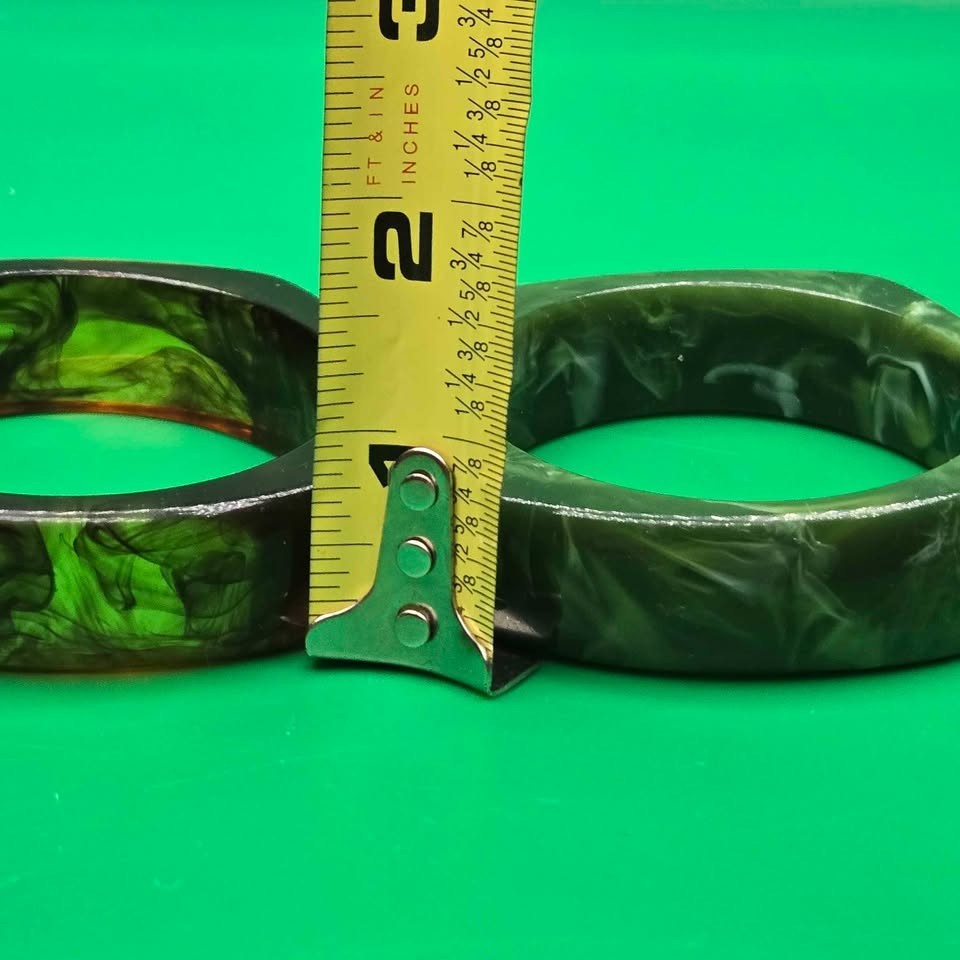 Chunky Square Bangles Acrylic Resin Marbled Geometric [T66]