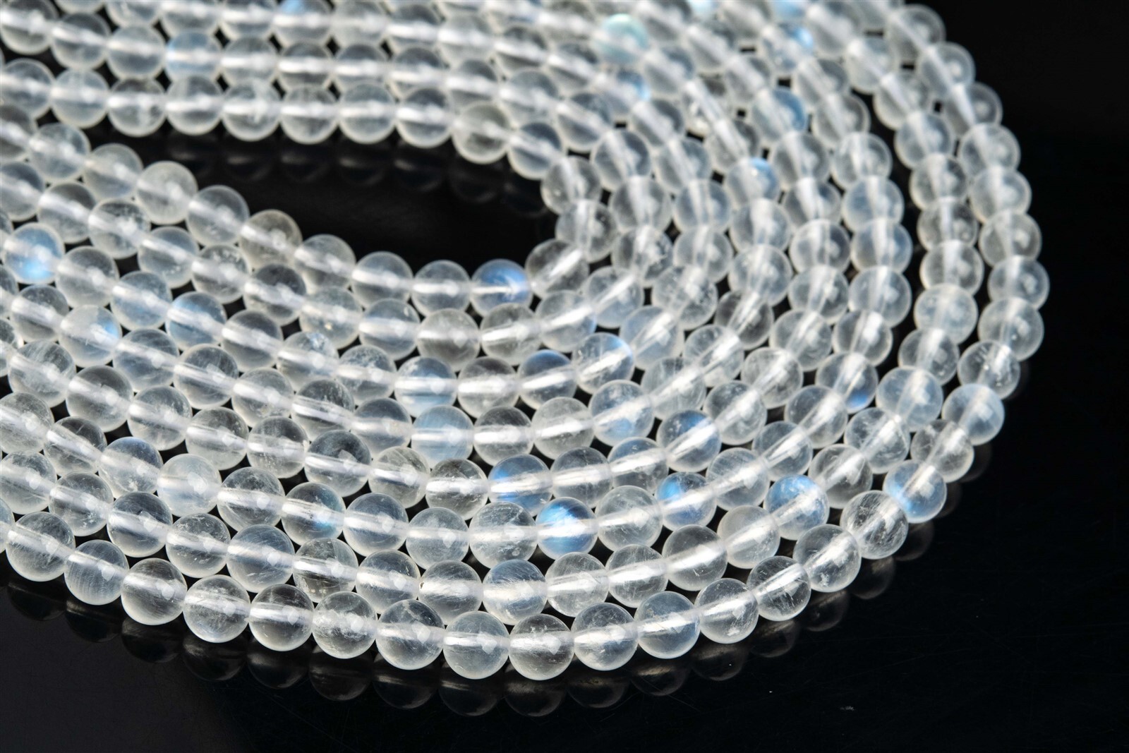 Genuine Natural Transparent Rainbow Moonstone Grade AAA Round Loose Bead 4/4-5MM