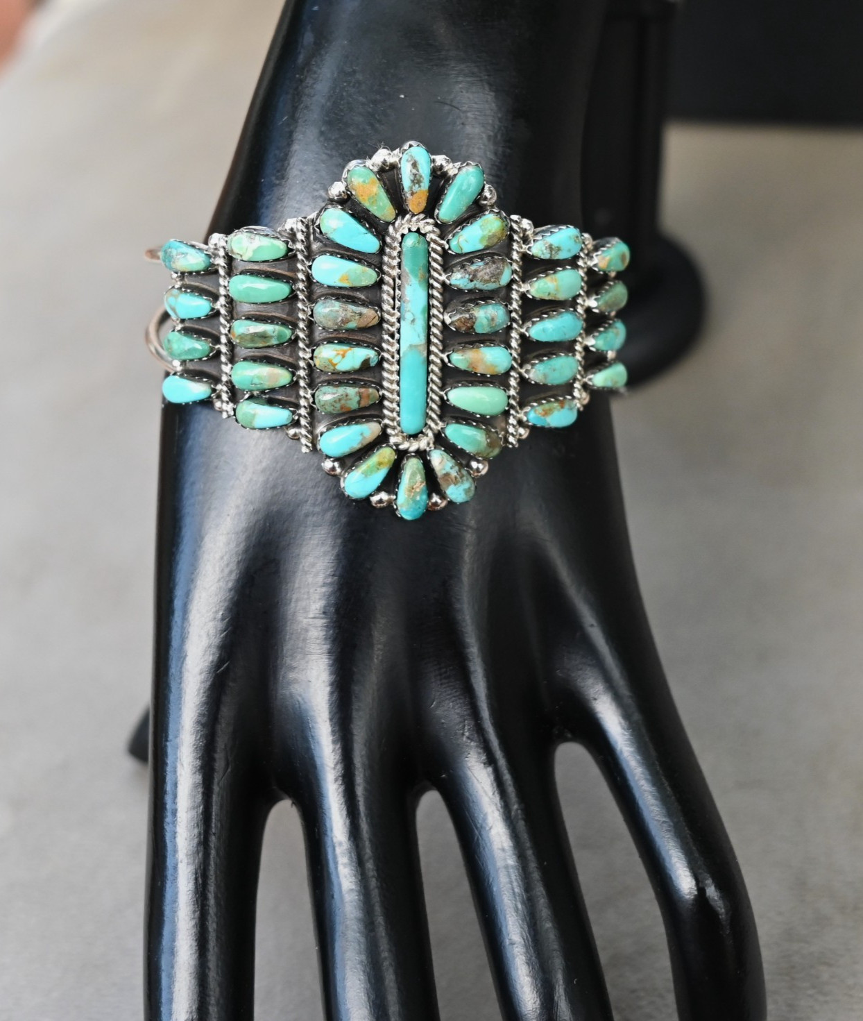 Navajo Turquoise Sterling & Green Mojave Turquoise Cuff Davin Benally 30 grams
