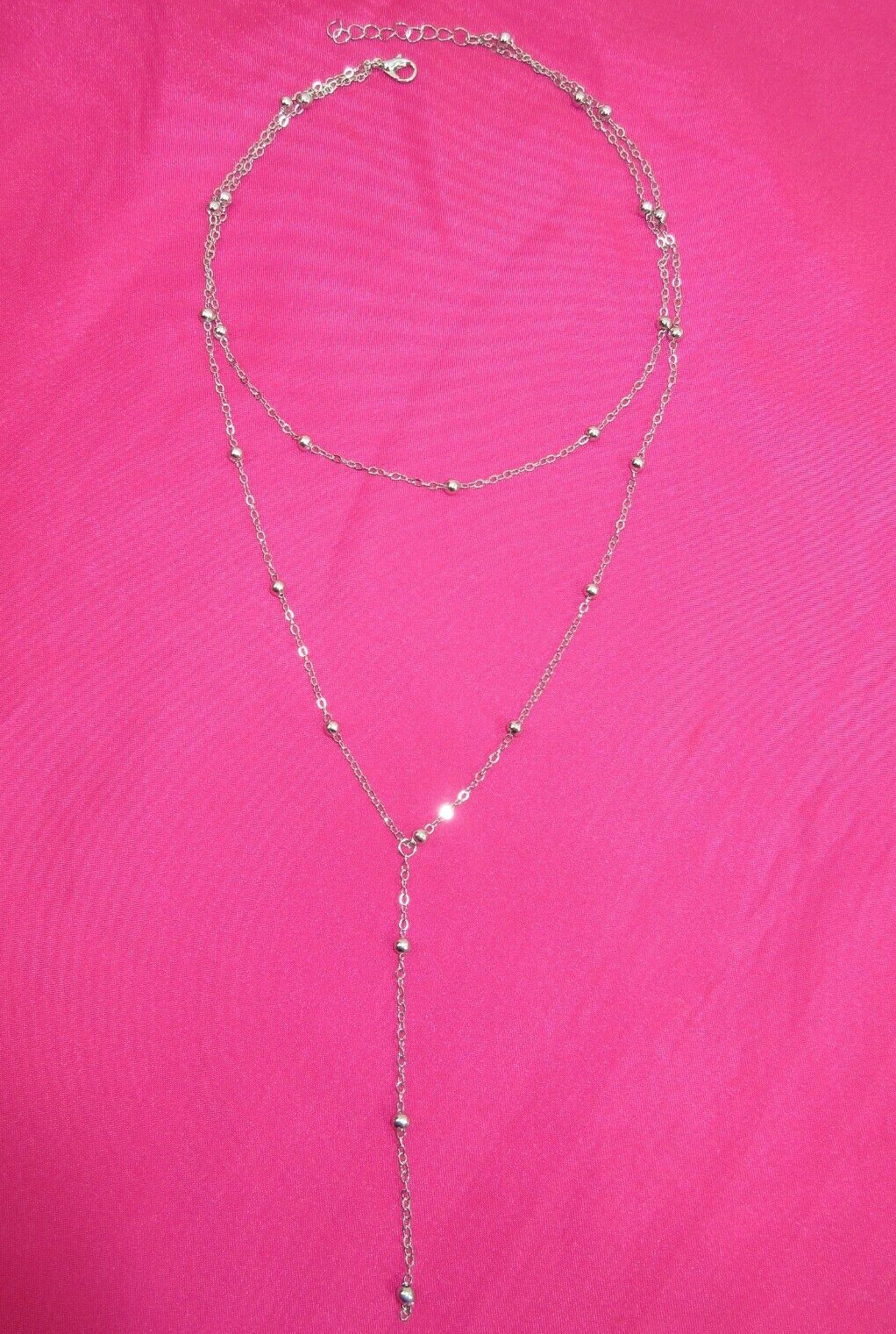 Dainty Lariat Necklace Choker Beaded Station Layered Y Drop Tassel Chain Sparkle