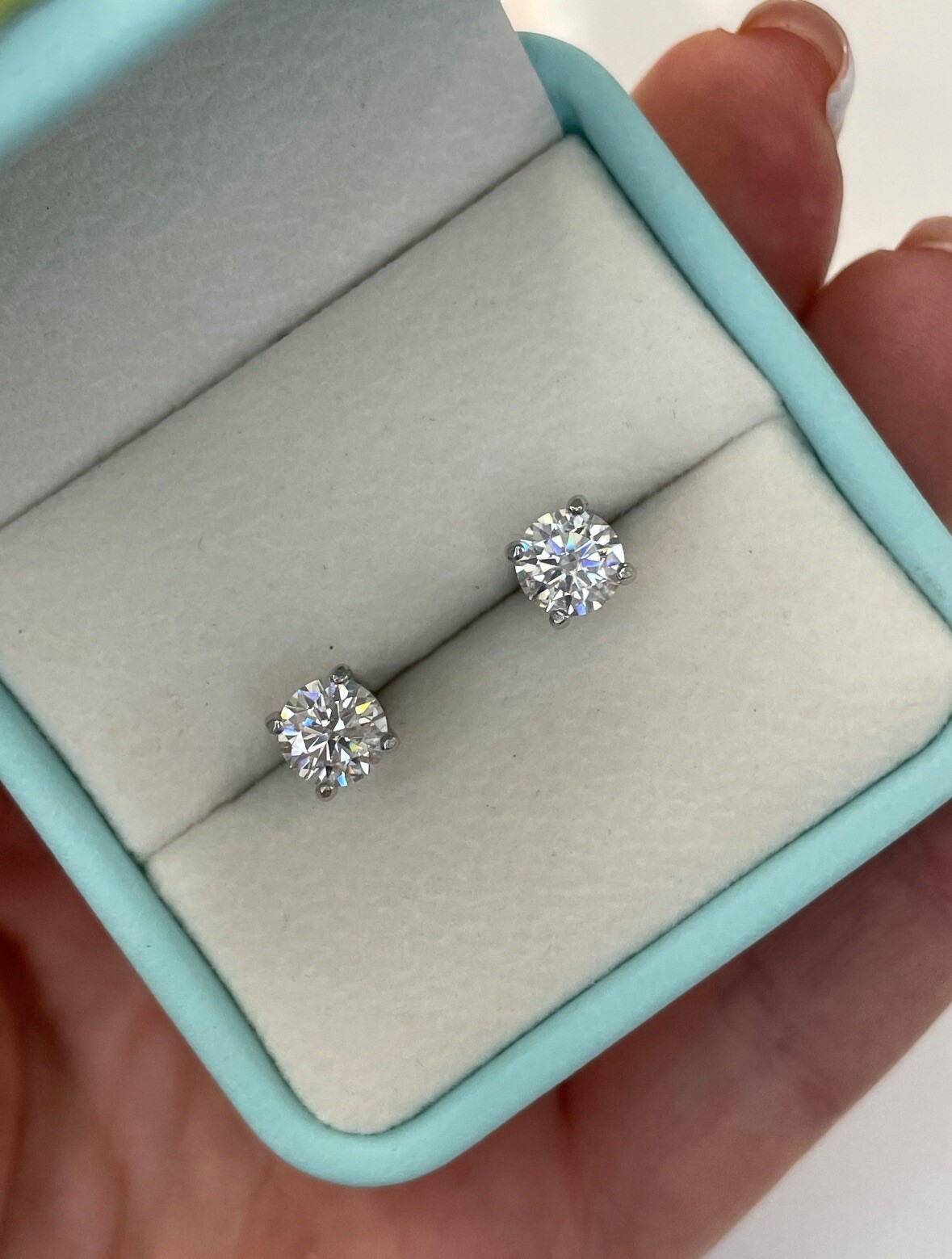 3.00 Ct Round Cut VVS1/D Lab Created Stud Earrings 14k White Gold 7mm Push Back
