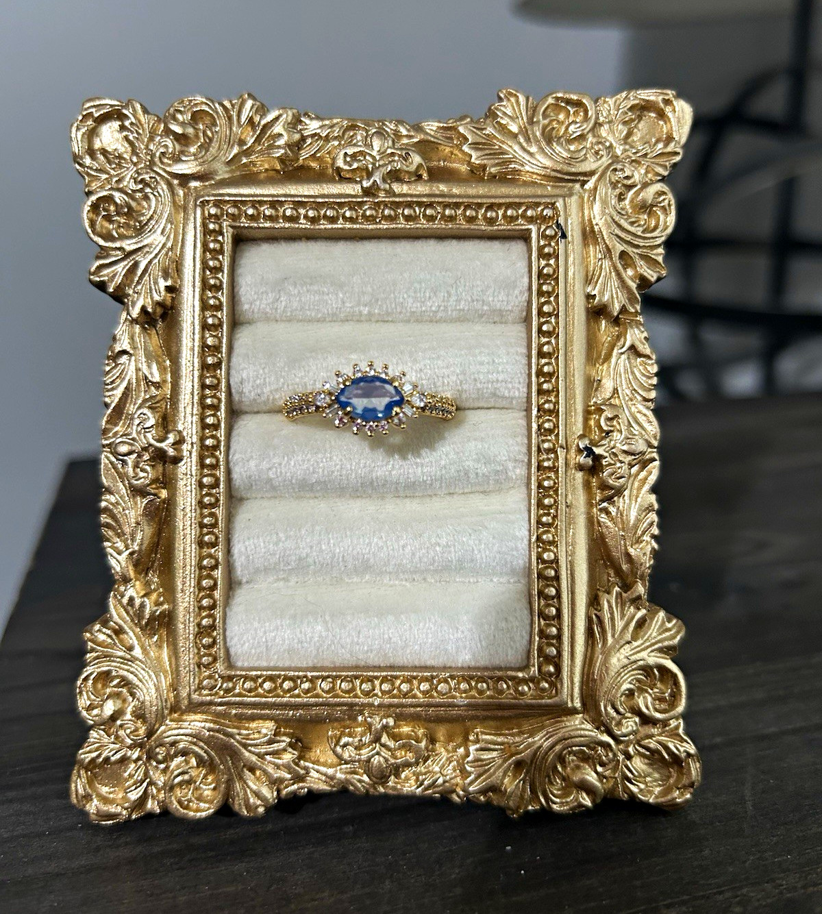 Bomb Party OG Original Ring SZ 10 Lab Created Blue Moonstone and CZ Gold-Plated