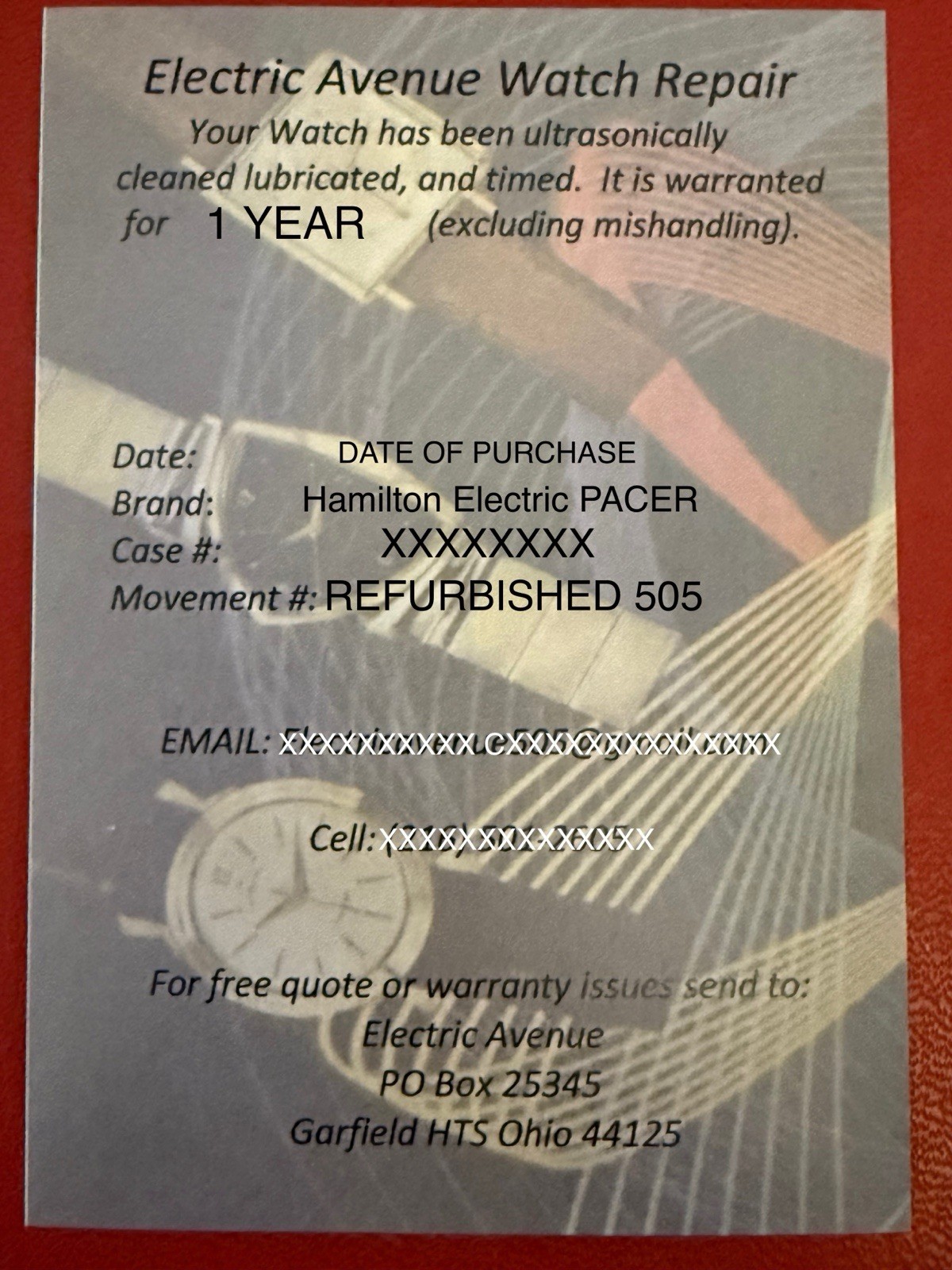 1960’s Hamilton Electric Watch PACER-Refurbished 505 NEW CONTACT-1 YEAR WARRANTY