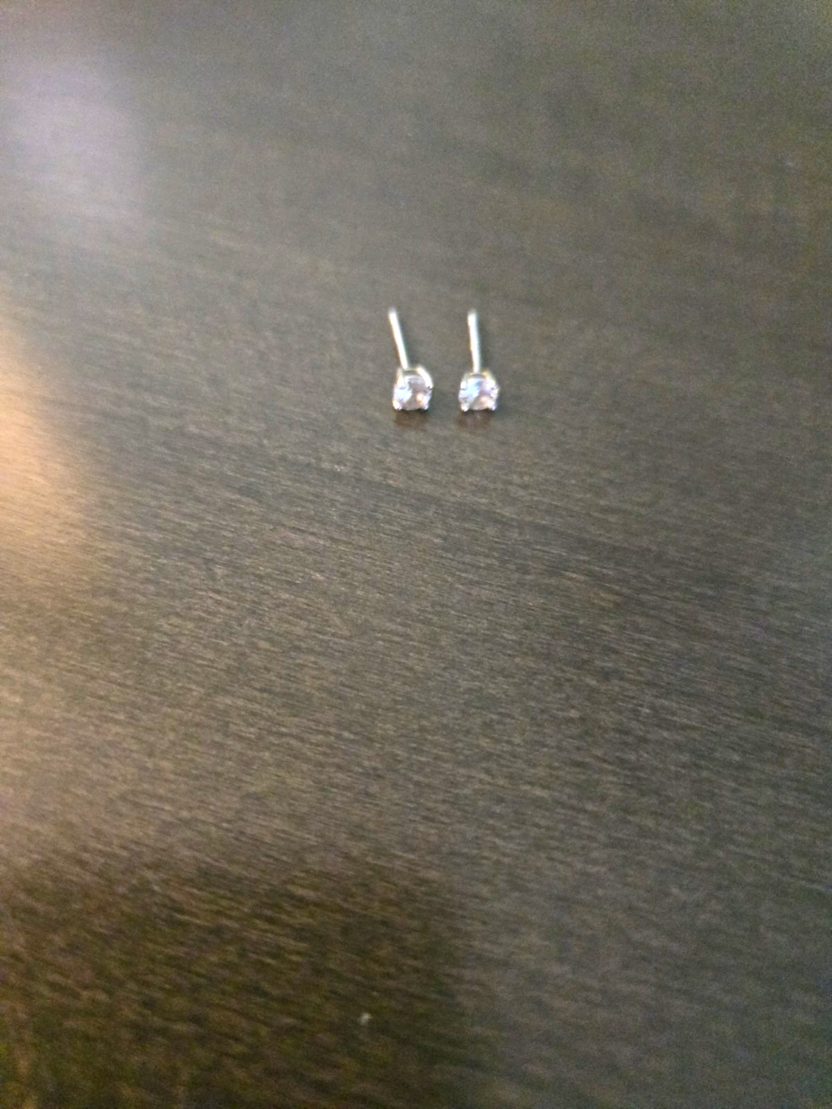Silver tone round clear crystal stud earrings butterfly closure pair