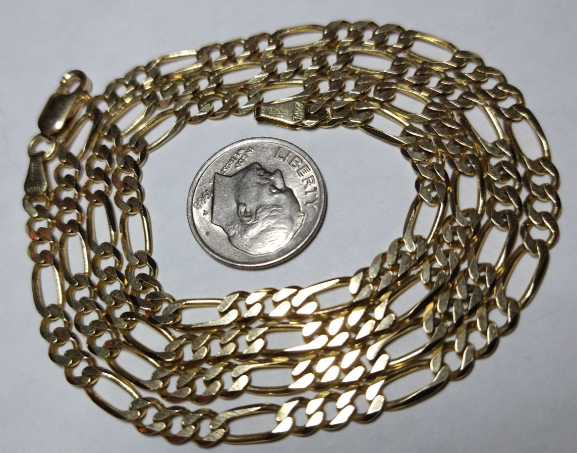 Solid 14k gold 4.2mm Italian figaro chain 14.71 grams – 24″