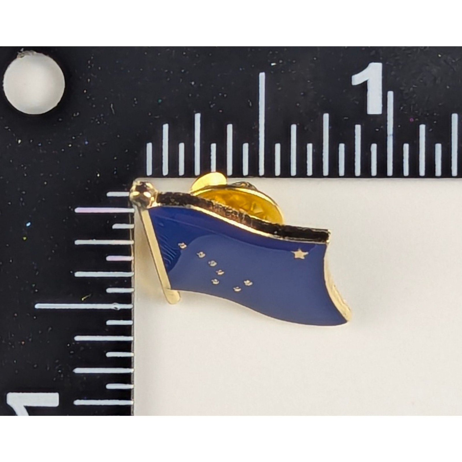 Alaska State Flag Lapel Pin; Die-Struck Steel Alloy