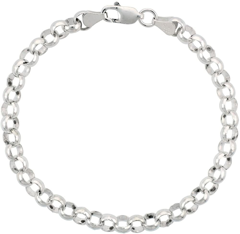 Sterling Silver Italian Rolo Chain Necklace Bracelet 6mm Thick Sizes 7~30 inch