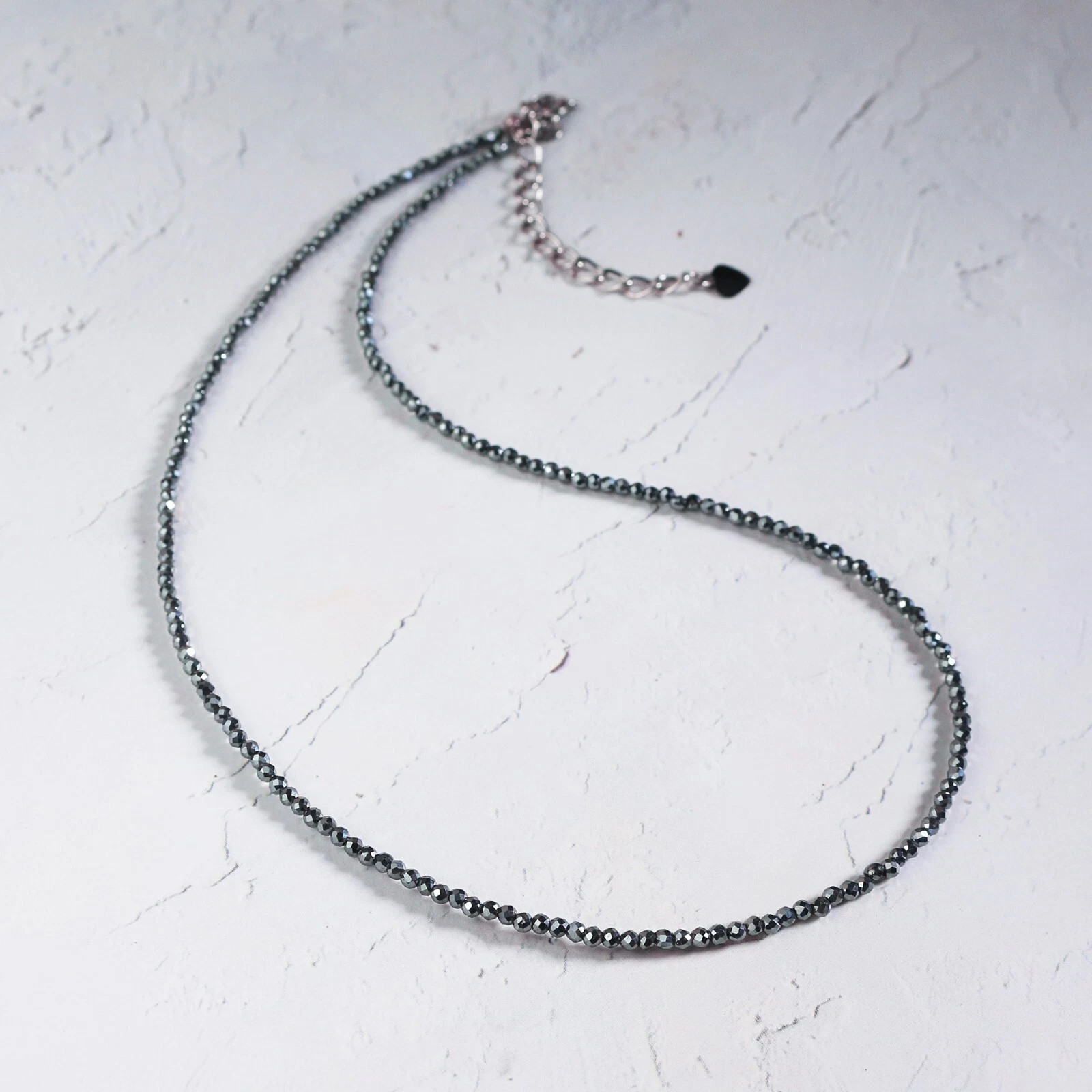 Hematite 2mm Beaded Dainty Boho Choker Women Healing Crystal Necklace Ideal Gift