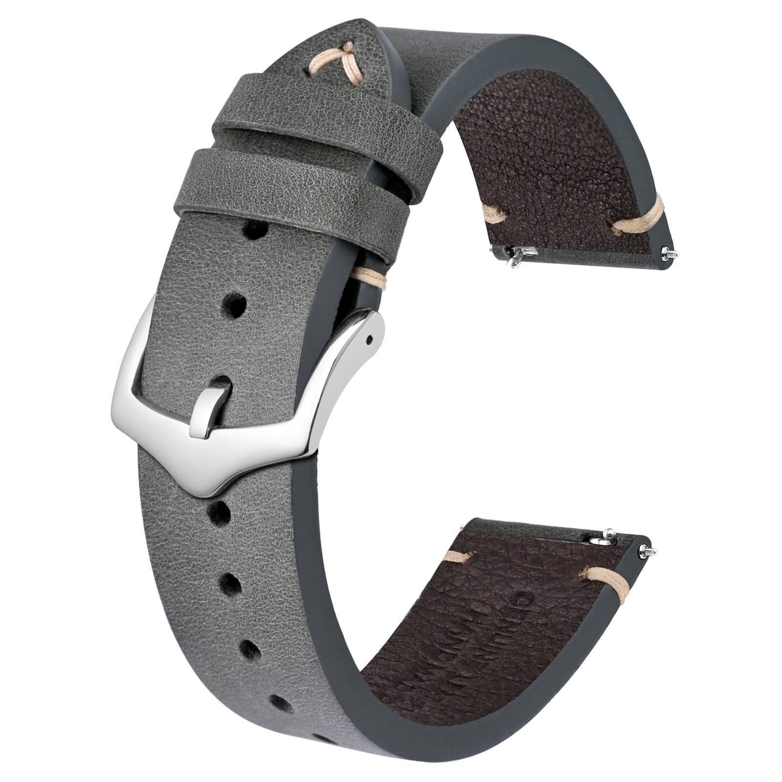 BISONSTRAP Calfskin Leather Watch Strap Quick Release 18mm 20mm 22mm Watch Band