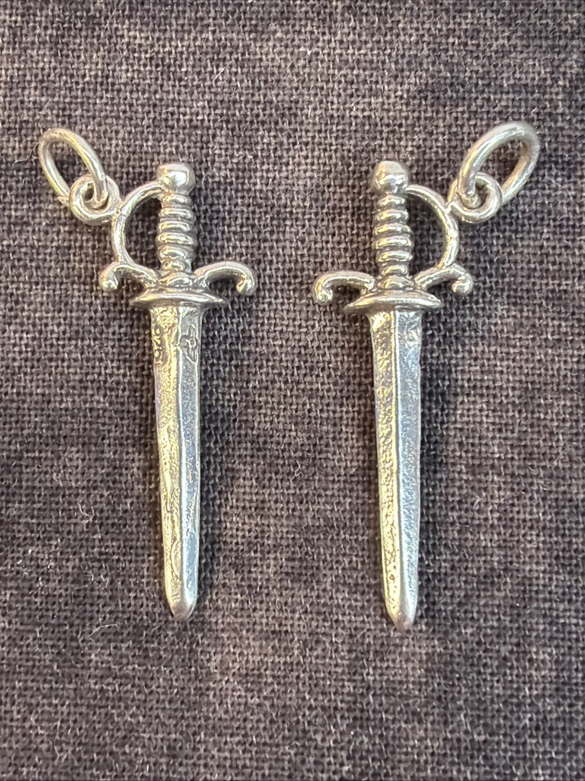 Set of 2 Sterling Silver Sword Charms,1”x3/8”,For Earrings,Necklace or Bracelet