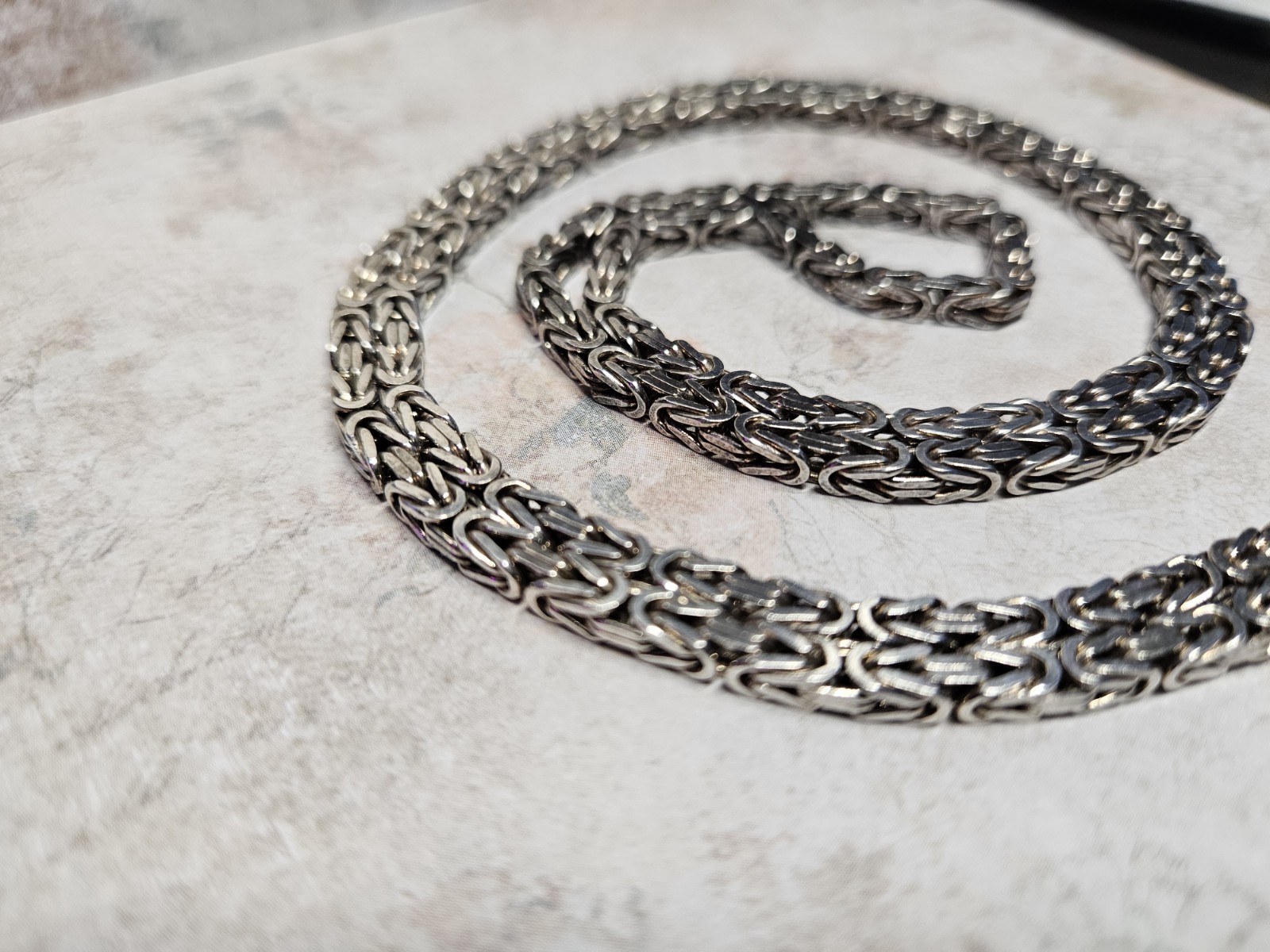 Heavy 925 Byzantine Box Link Necklace Very Beautiful