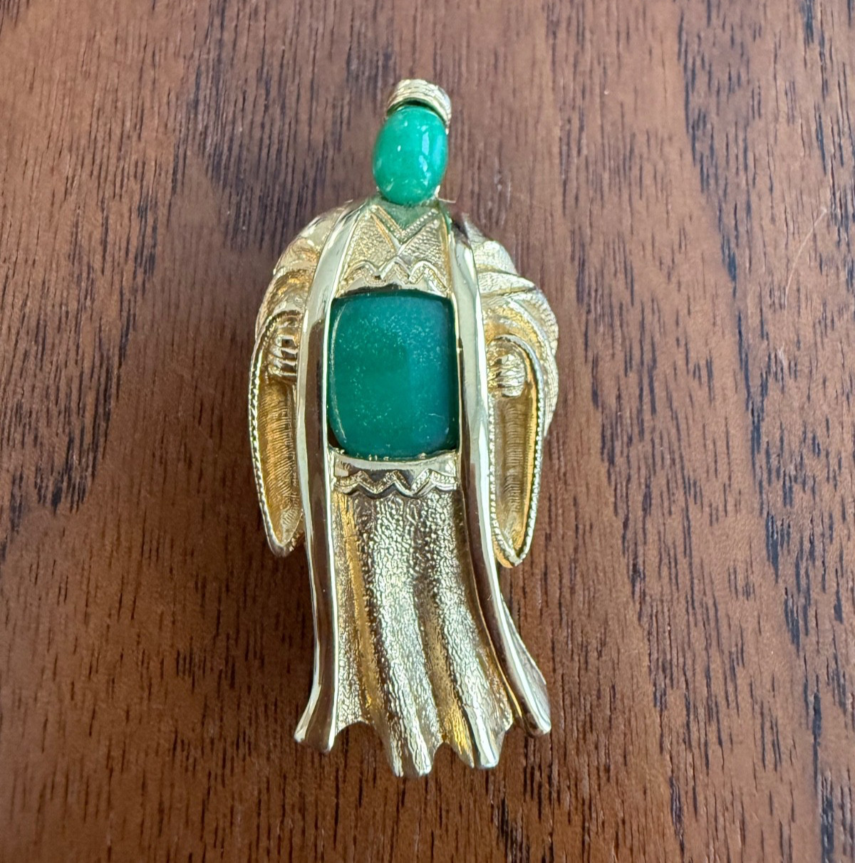 Vintage Hattie Carnegie Asian Holy Man / Emperor Peking Glass Figural Brooch