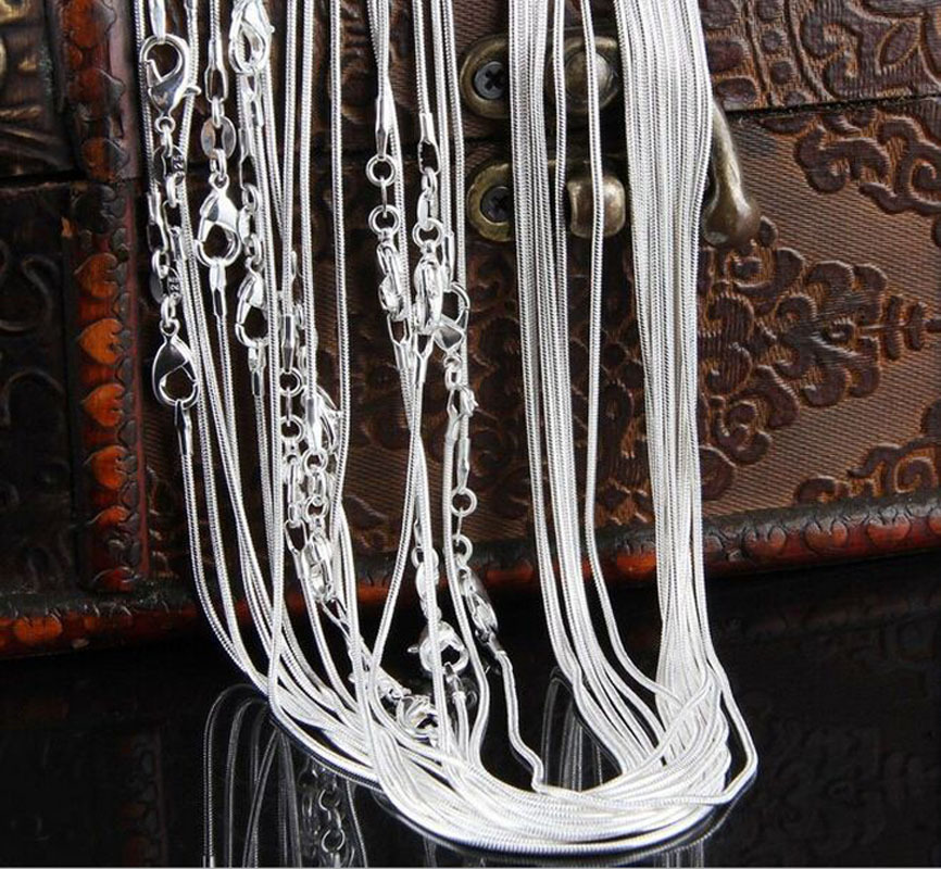 Wholesale 5X 16-30Inch Jewelry 925 Sterling Silver Plated Snake Chain Necklaces