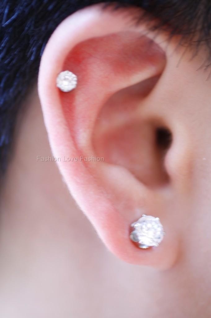 1 PAIR CZ CLEAR SQUARE/ROUND MAGNETIC Clip-On EARRINGS STUDS Men Women