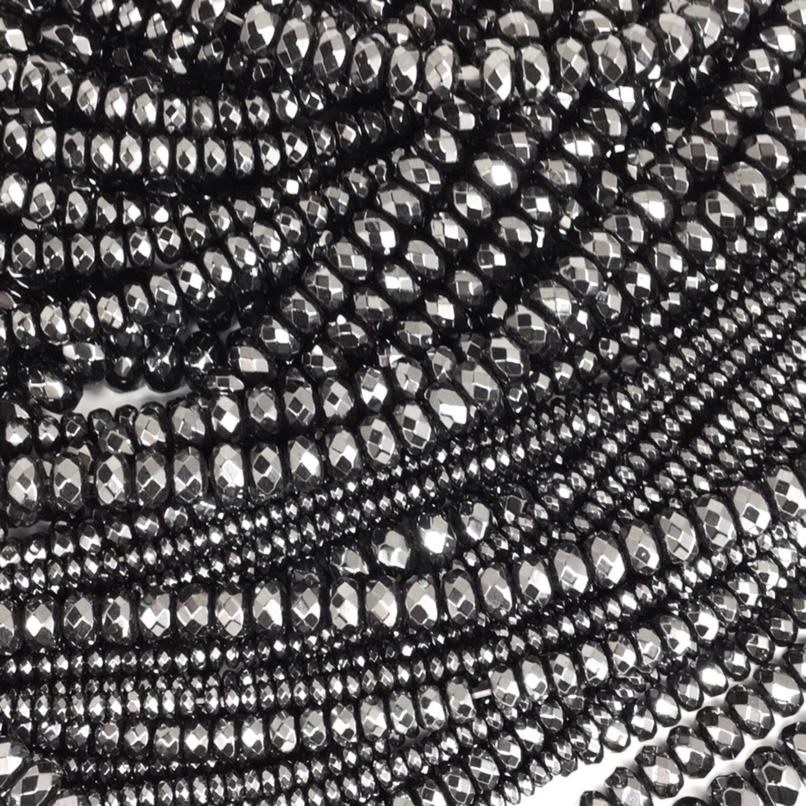 Shiny Black Hematite Faceted Rondelle Spacer Loose Beads 15″ 3mm 4mm 6mm 8mm