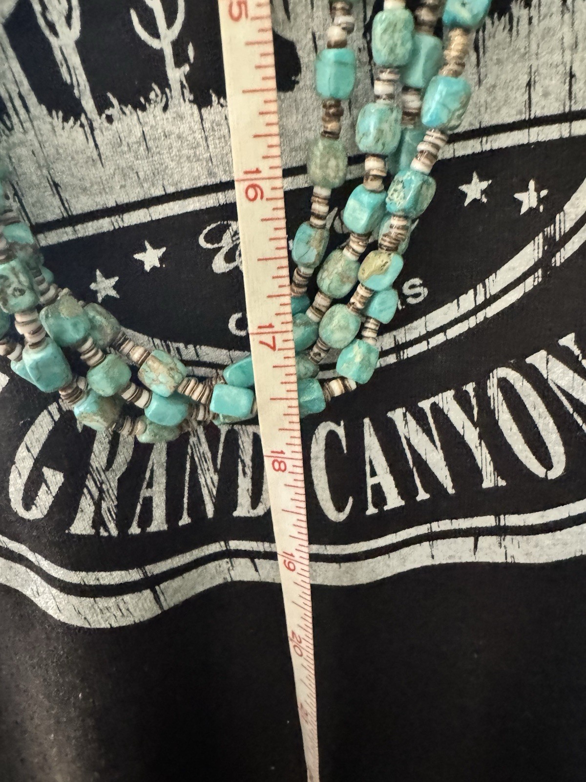 4 Strand Turquoise Nugget & Heishi Shell Necklace Blue Green Southwest 36”