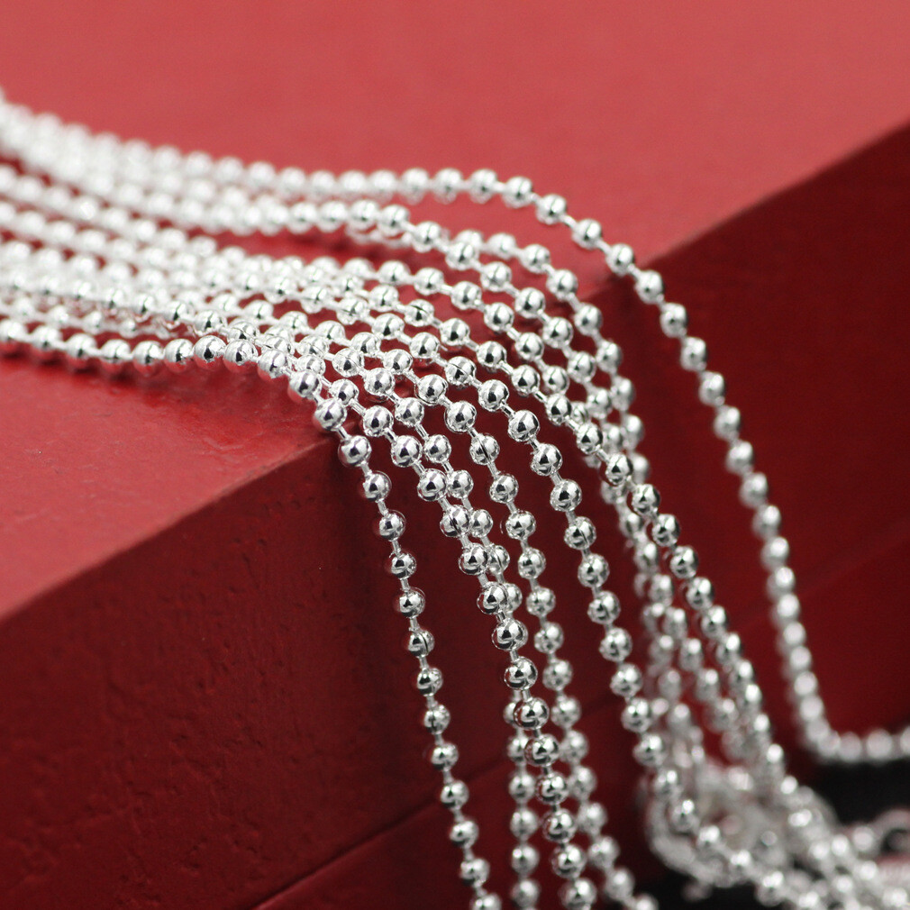 5pcs 24inch 1mm Width 925 Silver Bead Chain Necklace Fashion Jewelry Gift