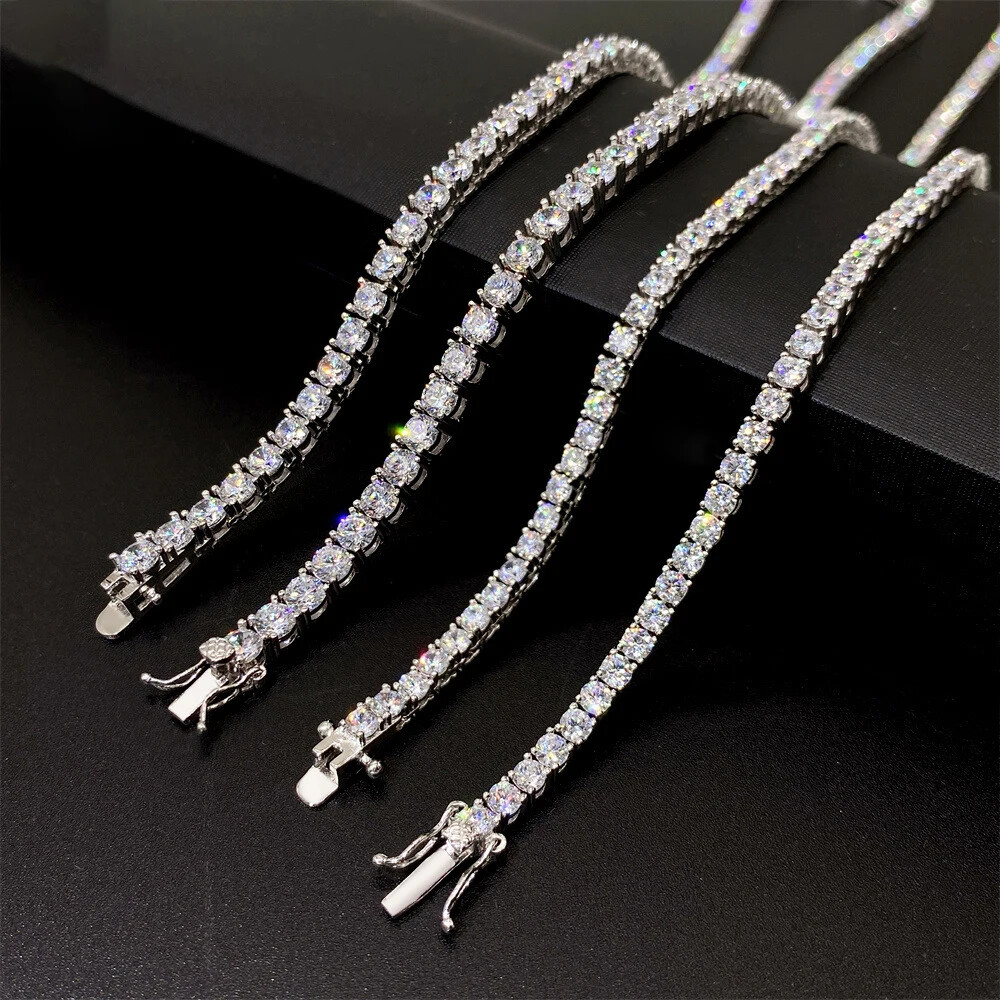 Mens Gold Plated Solid Stainless Steel Tennis Chain Necklace Bracelet 3mm-6mm