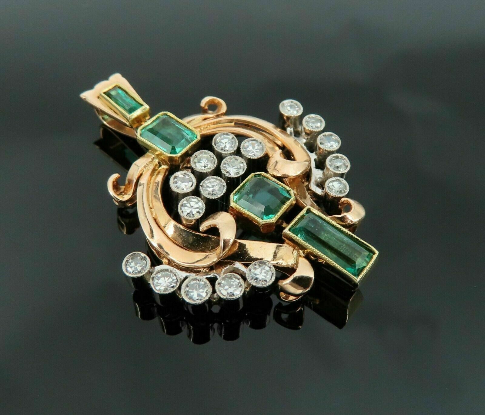 Lab Created Emerald Unique Pendant 3Ct Emerald Cut 14K Yellow Gold Plated Silver