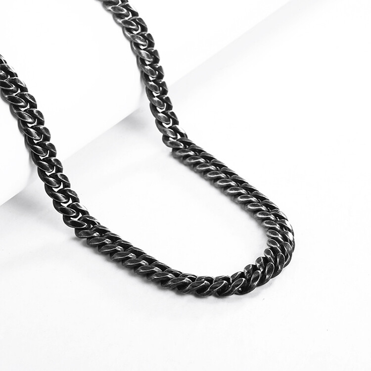 3/5/7/9/11mm Mens Cuban Curb Black Necklace Stainless Steel Link Chain 18″-30″