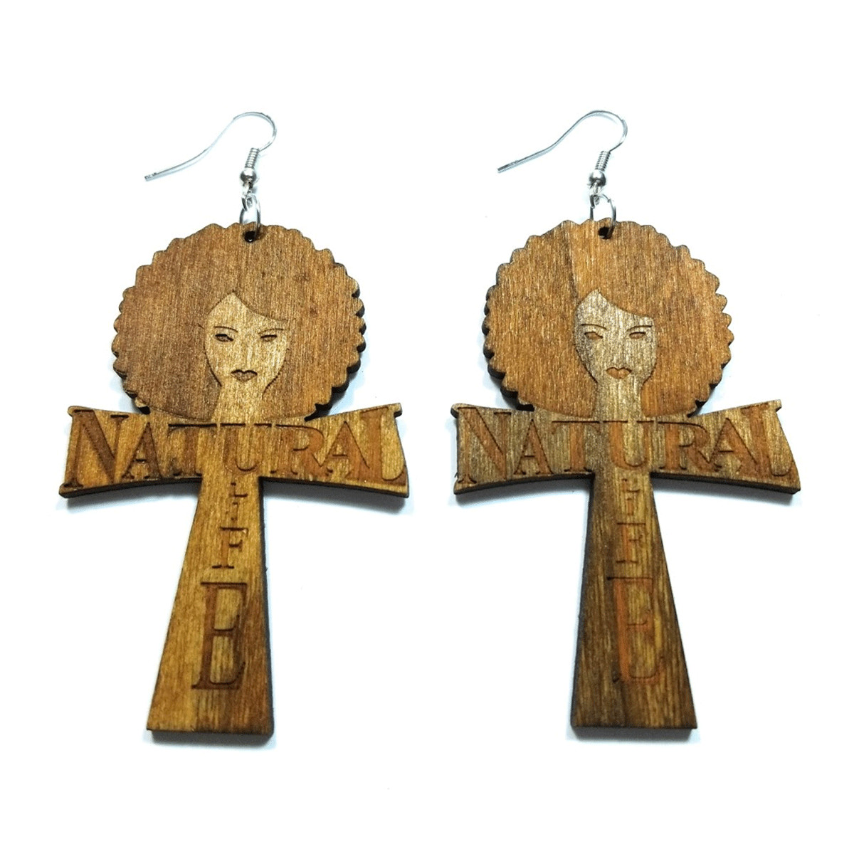 TB Afro Black African American Natural Life Wood Colorful Dangle Drop Earrings