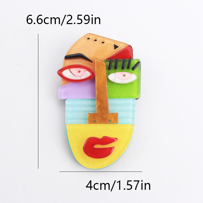 Acrylic Acetate Plate Picasso Abstract Figure Portrait Brooch Accessories