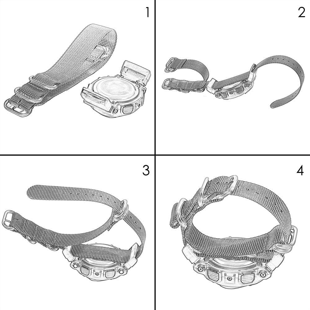 16mm Adapters and HD Conversion RAF Nylon Watch Strap Kit Replacement for GSh…