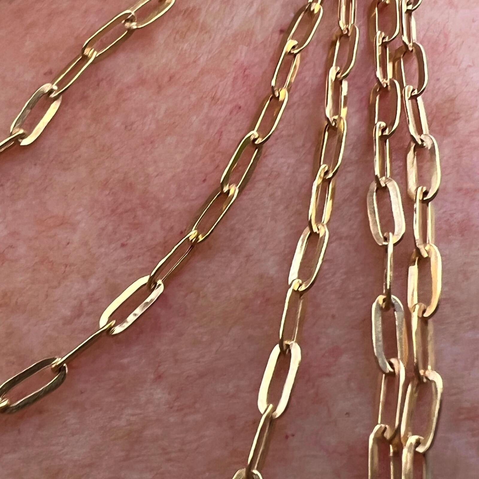 Real Solid 14K Gold Paperclip Paper Clip Chain Necklace Italy 16‘‘~24″ 2.6MM