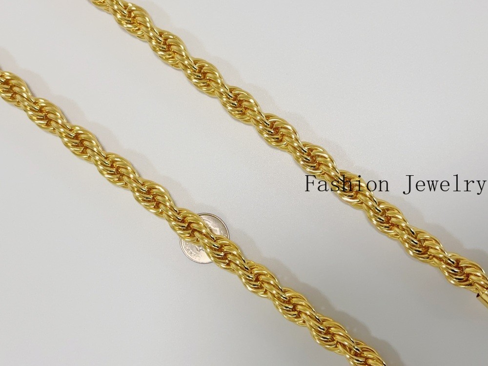 18K Yellow Gold Diamond Cut Rope Chain 10mm NecKlace Mens Womens 28″
