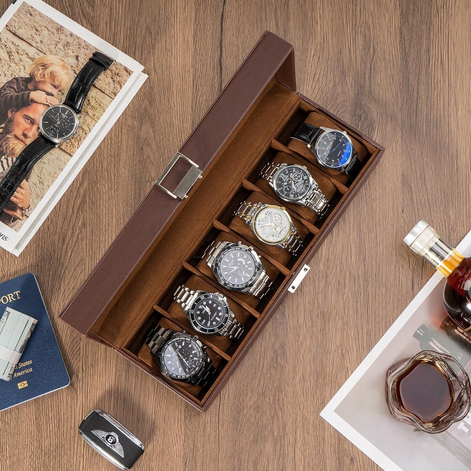 Multi-Functional 6-Slot Watch Display Case – Birthday and Anniversary Gift
