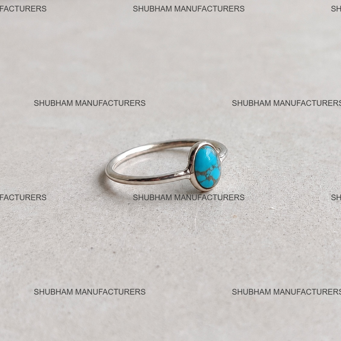 Genuine Turquoise Small Ring 925 Sterling Silver Dainty Band Jewelry Gift Women