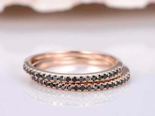 1.20 ct Lab Created Diamond Stackable Wedding Eternity Ring 14k Rose Gold Plated