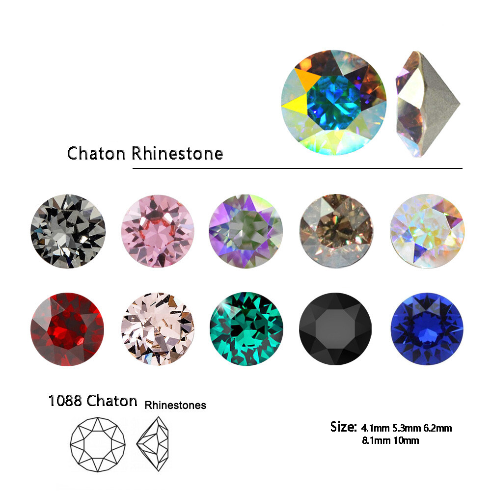 Diamond Round Cone Transparent Pointed Crystal Pointback Nail Art Rhinestone DIY