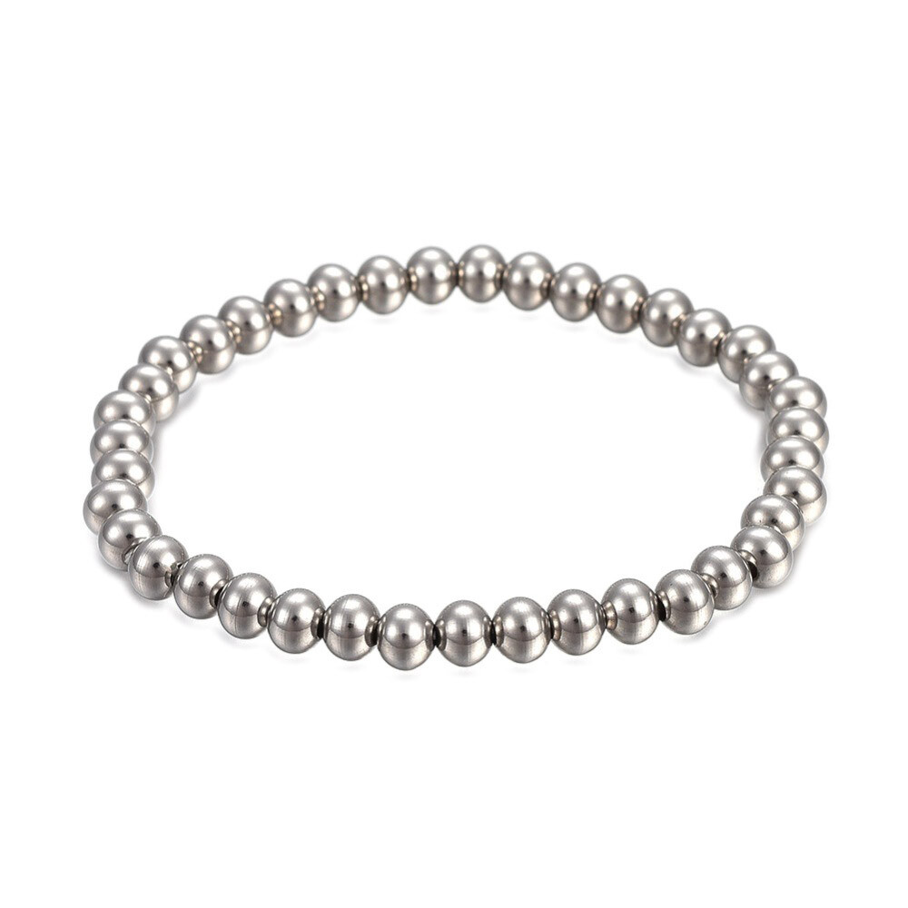 304 Stainless Steel Stretch Bracelet Beads Round Gold Silver Adjustable Z229