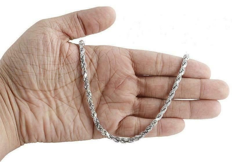 Solid Sterling Silver Italian Rope Chain Mens Necklace 4.50mm – Diamond Cut