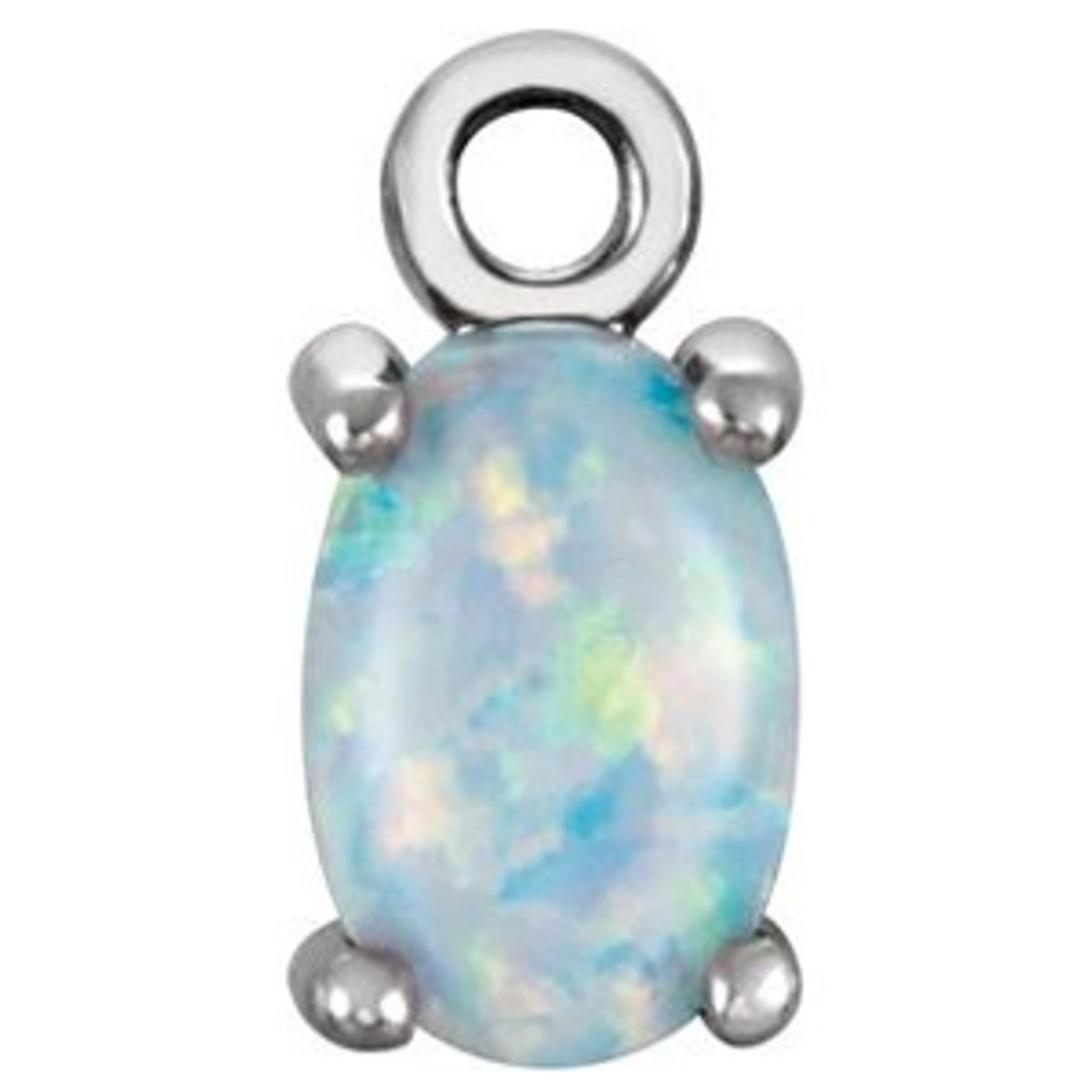 Solid Gold or Platinum Unset Oval Stone 4-Prong Cabochon Dangle Setting Charm