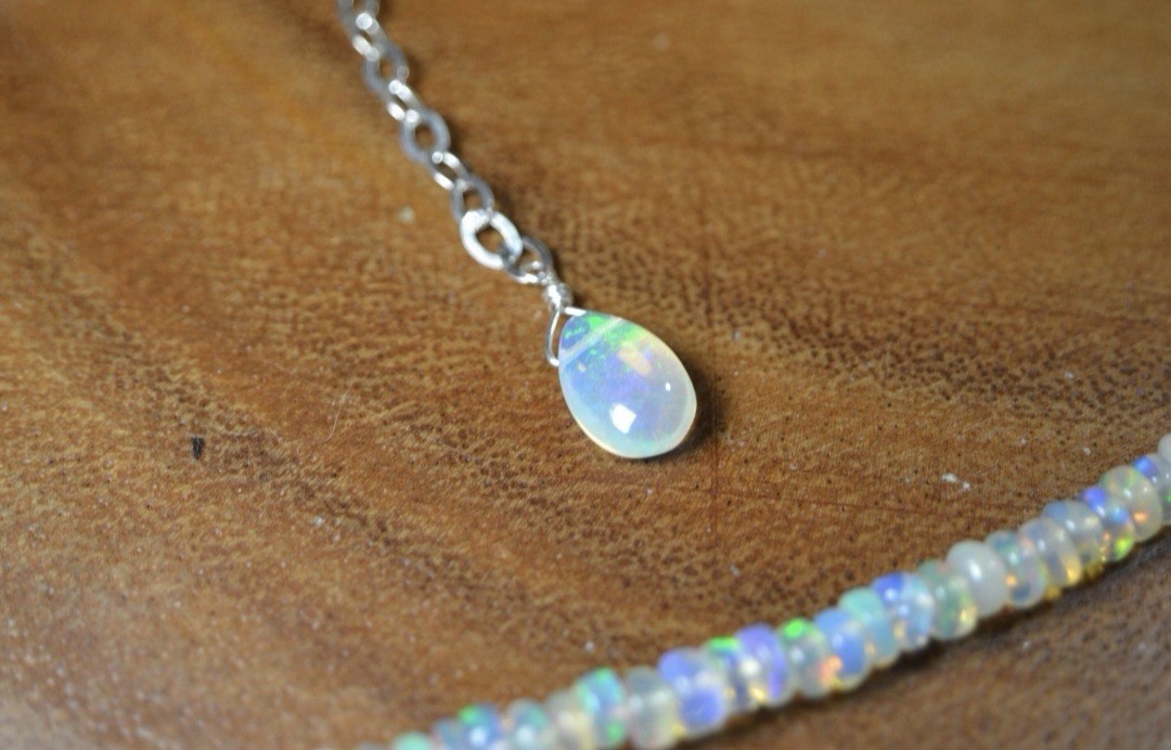18 Inch Natural Ethiopian Opal Beads Necklace Fire opal Beaded Gemstone Necklace
