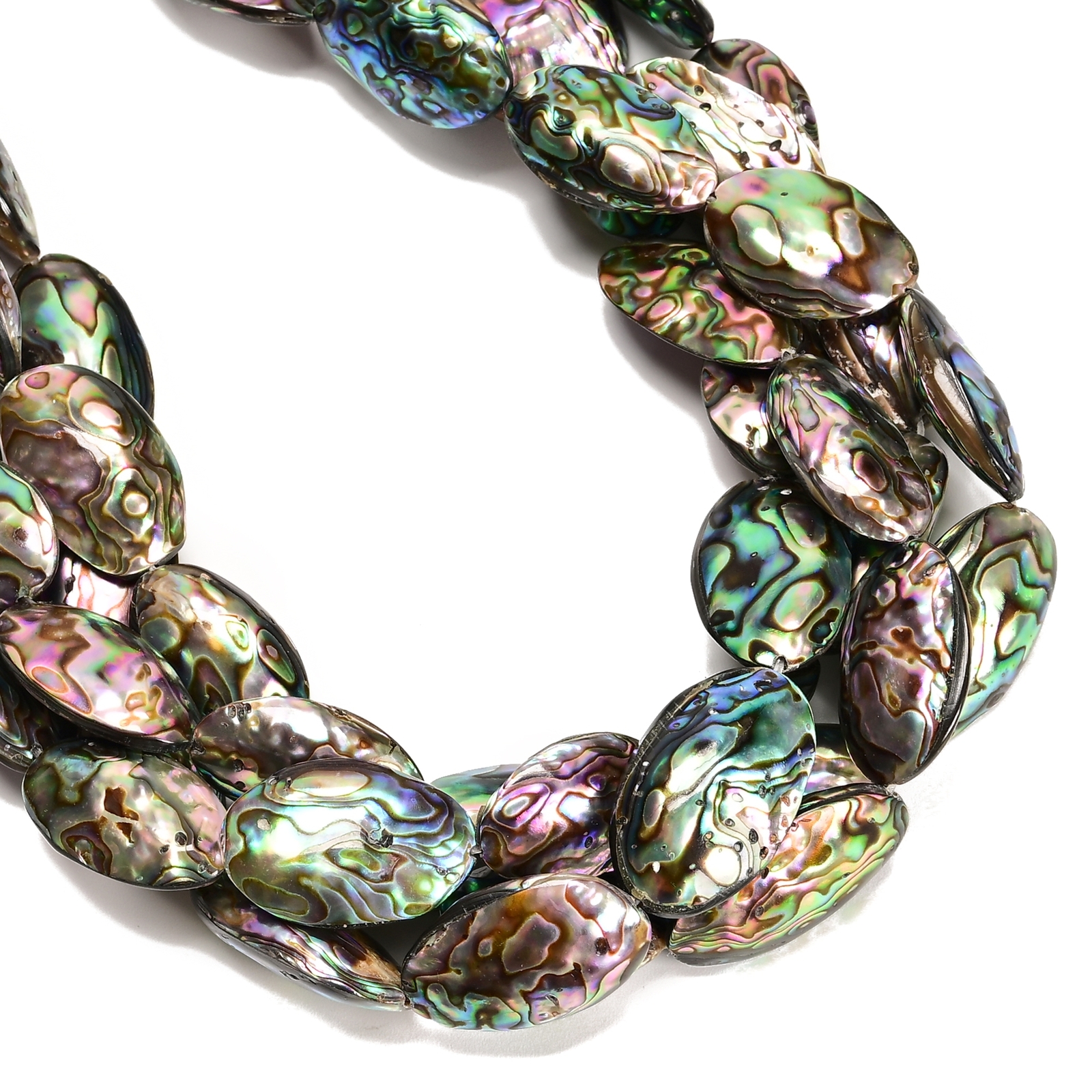 Natural Abalone Puffy Oval Nugget Beads 13-15×25-28mm 18-20×28-30mm 15.5”Strand