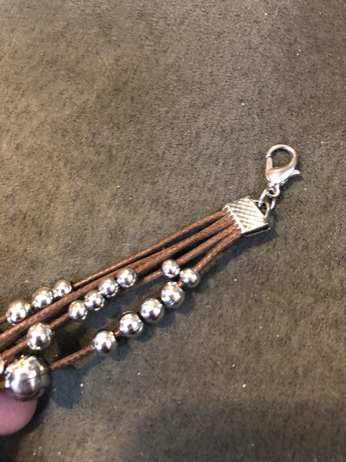 Vintage Paparazzi Corded Silver Ball And Bar Bracelet W/ Extender 9” Long Total