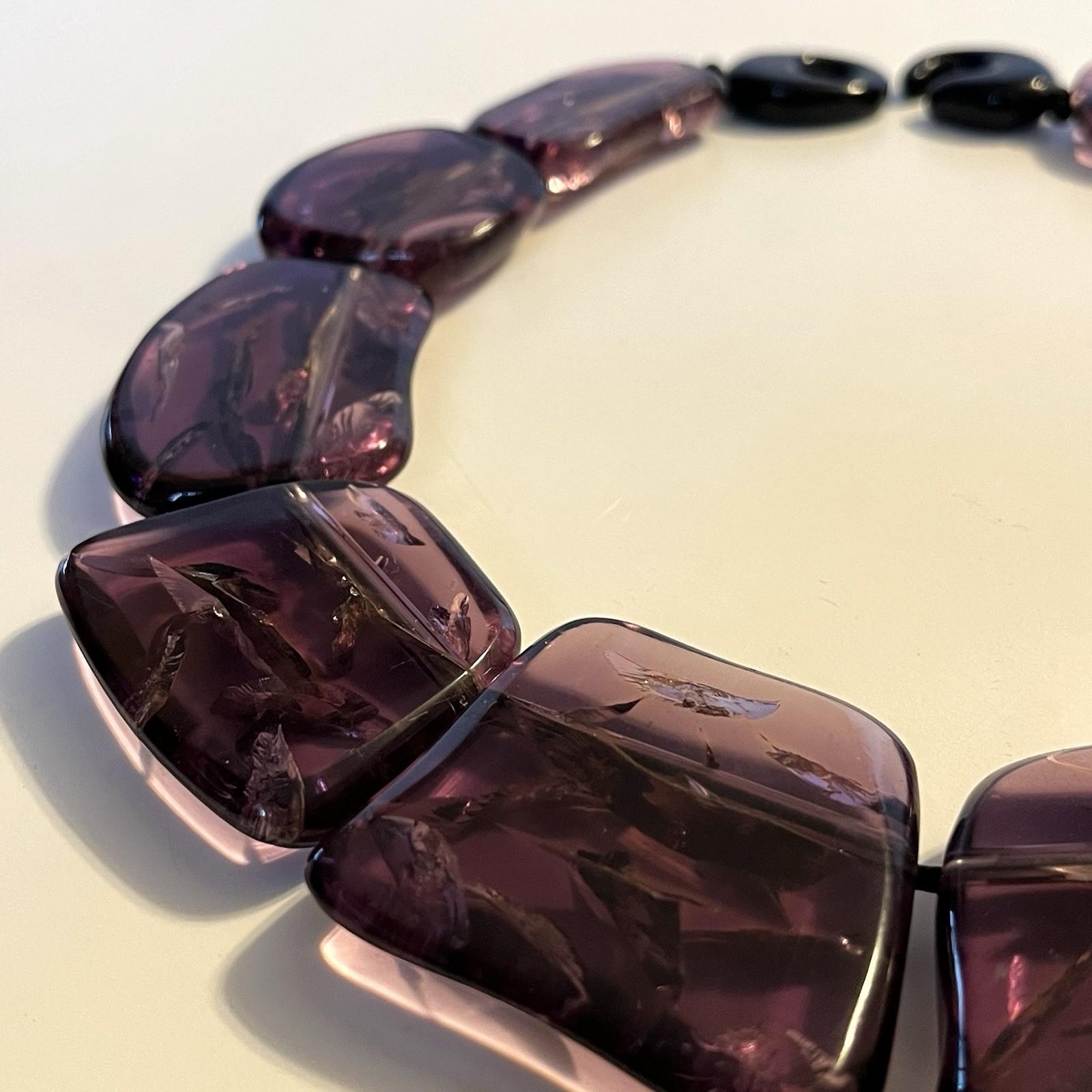 Gerda Lynggaard MONIES Massive Amethyst Crackled Acrylic Resin Collar Necklace