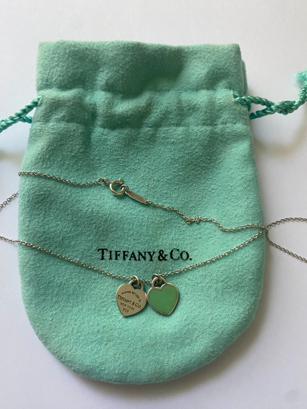 Authentic Tiffany & Co Double Hearts Necklace, Silver, 44cm, vintage