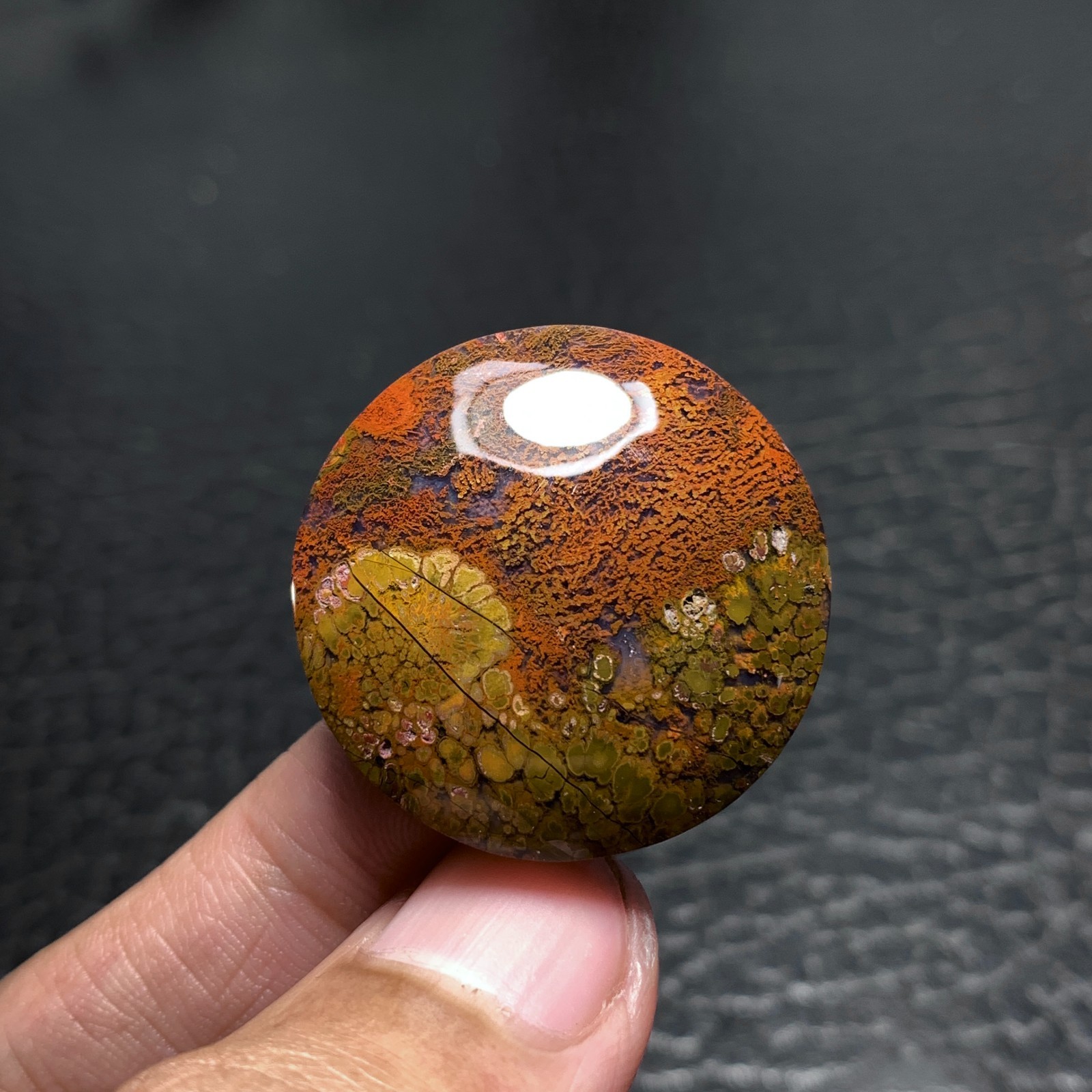 Moss Plume Agate Cabochon 28.5×28.5x8mm High Quality 49.5 ct
