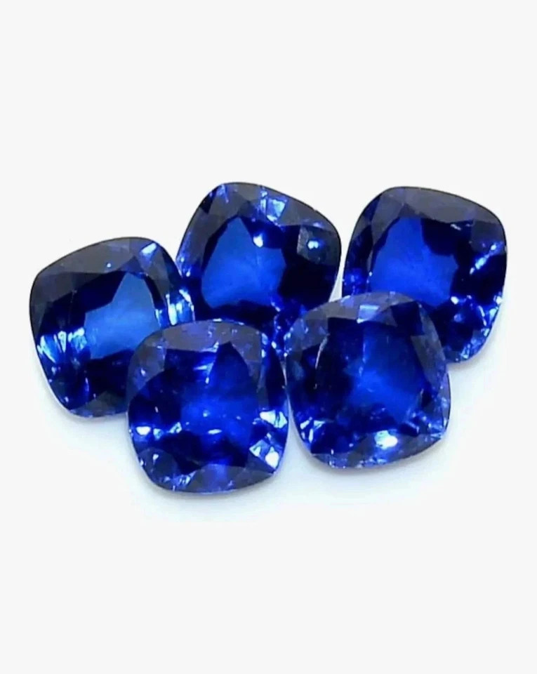 Natural Blue Sapphire Cushion Cut 50 Ct GIE Certified Loose Gemstone Lot 5 Pcs
