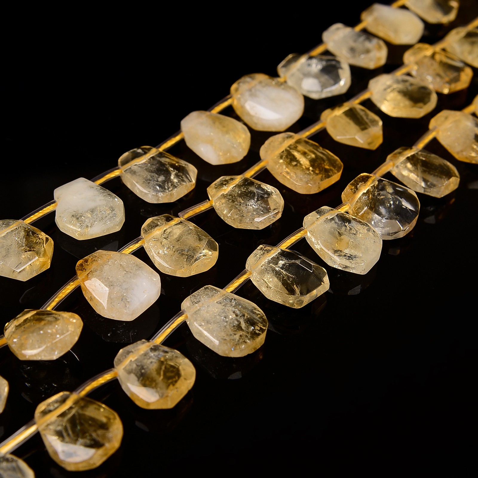 Natural Citrine Faceted Trapezoid Shape Beads Size 10x12mm-12x15mm 15.5” Strand