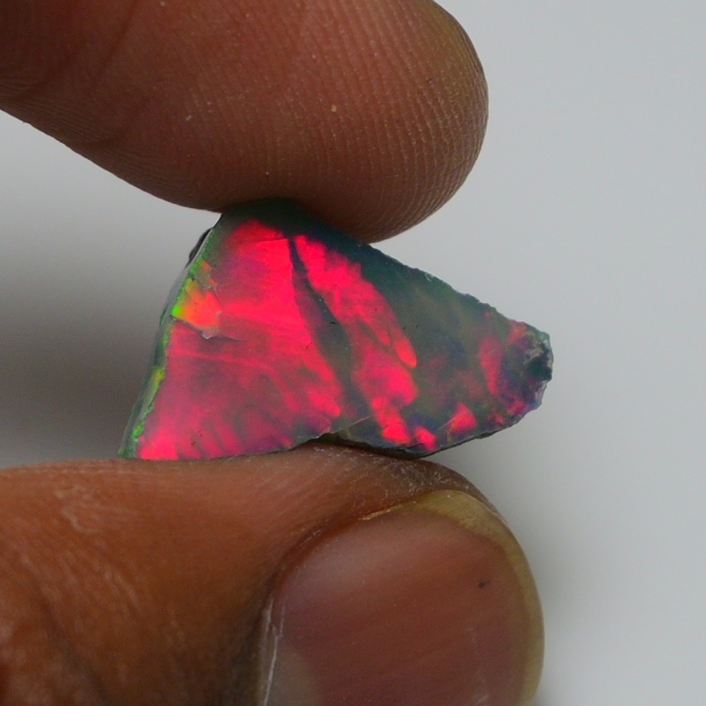 5.4 ct Natural Black Opal Rough Ethiopian, Fire Opal Gemstone, 15x12MM Welo Opal