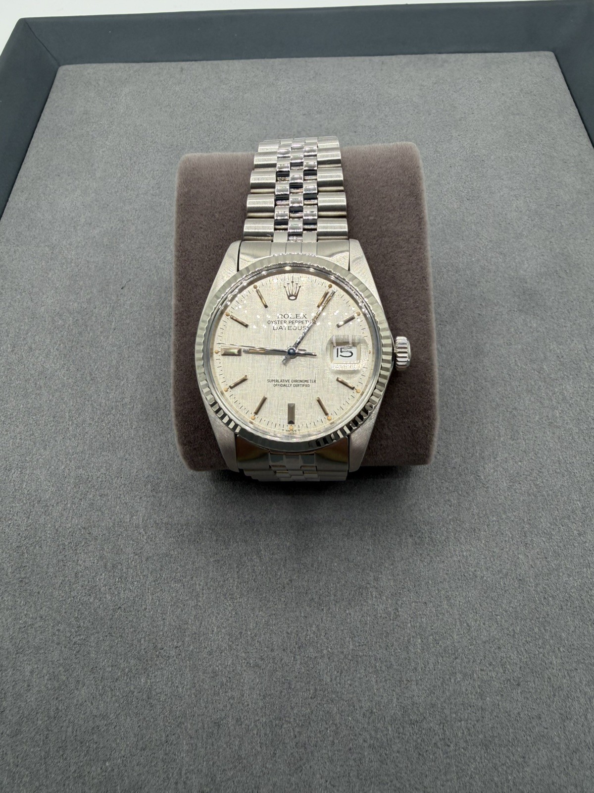 Rolex Datejust 36MM Silver Linen Dial Jubilee Bracelet – 16014-1983 – RARE LINEN